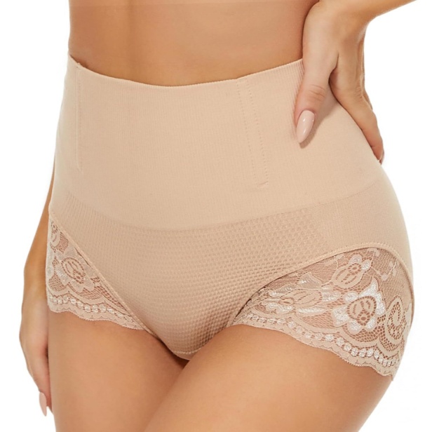 Womens Plus Elegant Panties Plus Size Lace High Waist Tummy Control Briefs